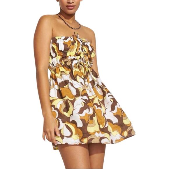 Faithful The Brand PALMIRA Mini Dress ONASSIS Retro Print NWT linen USA 6 - Picture 6 of 8